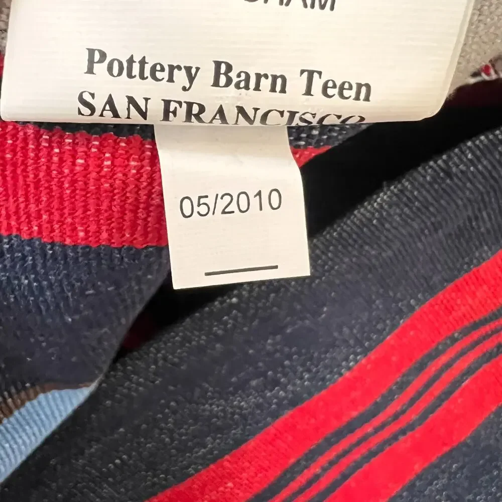 Pottery Barn Teen Standard Pillow Sham 100% Cotton Blue Red Striped